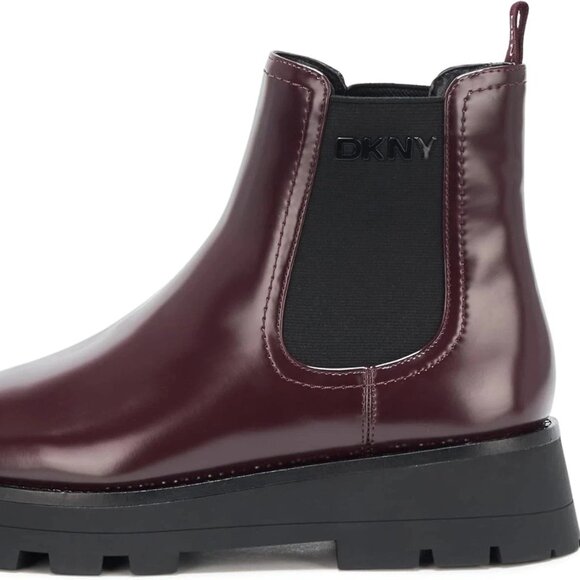 DKNY Senni Chelsea Boots Wine 8.5M Chunky Platform Pull-On MSRP $149 - Picture 2 of 5